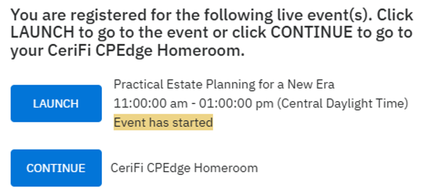 CPEdge Launch or Continue webinar popup